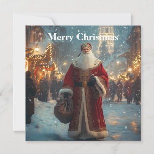 Cartes Pour Fêtes Annuelles St. Nicolas dans un village enneigé et festif 