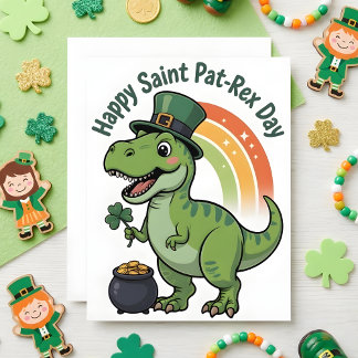 Cartes Pour Fêtes Annuelles St Patrick’s Day Card Pat Rex Dino