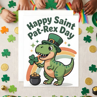 Cartes Pour Fêtes Annuelles St Patrick’s Day Dinosaur Kids Card