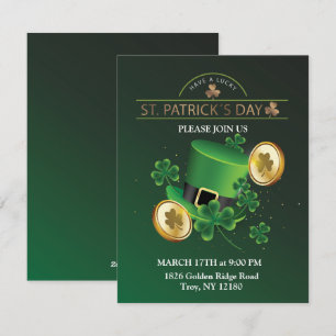 Cartes Pour Fêtes Annuelles St. Patrick's Day Chapeau de Leprechaun Trèfles Ir