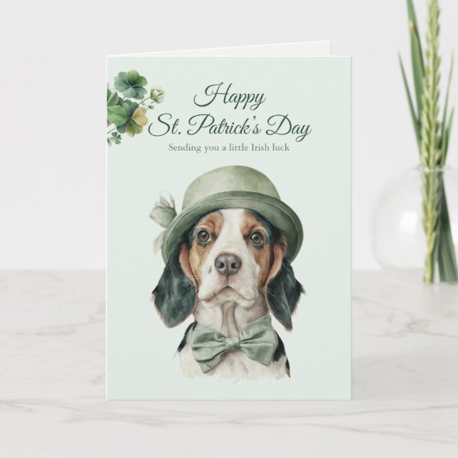 Cartes Pour Fêtes Annuelles St. Patrick's Day Dog Greeting Card – Irish Luck (Devant)