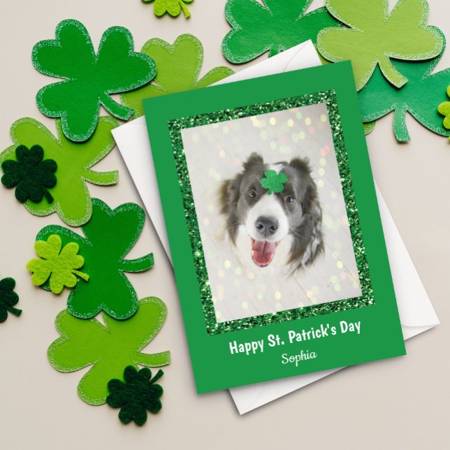 Cartes Pour Fêtes Annuelles St. Patrick's Day Dog Lucky Green Shamrock (Créateur téléchargé)
