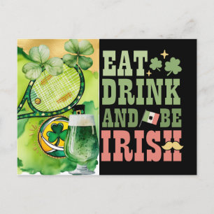 Cartes Pour Fêtes Annuelles St. Patrick's Day Eat Drink pour joueur de tennis