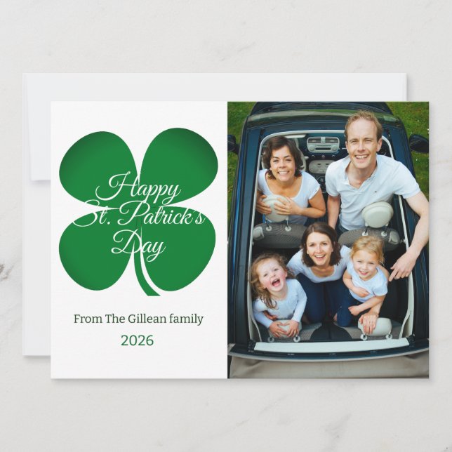 Cartes Pour Fêtes Annuelles St. patrick's day Green Shamrocks family photo Hol (Devant)