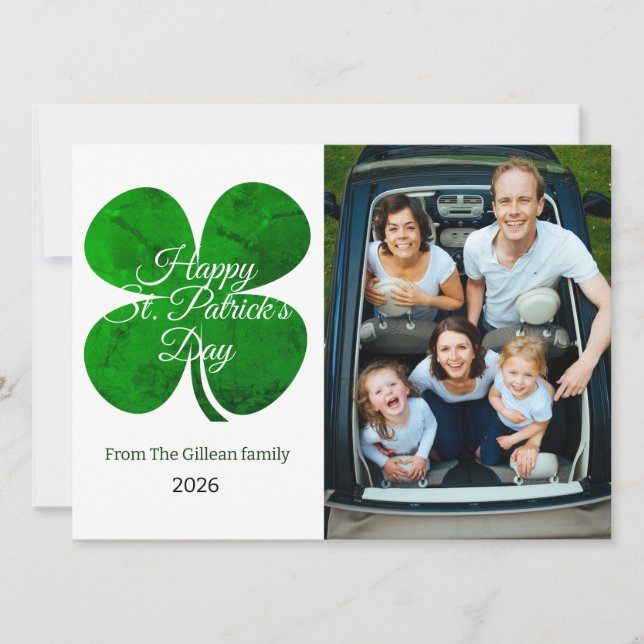 Cartes Pour Fêtes Annuelles St. patrick's day Green Shamrocks family photo Hol (Devant)