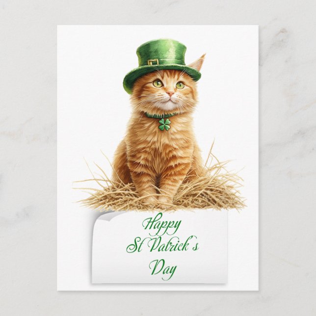 Cartes Pour Fêtes Annuelles St patrick's Day Irish Orange Cat (Devant)