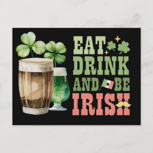 Cartes Pour Fêtes Annuelles St. Patrick's Day Mangez Boire et Soyez Irlandais