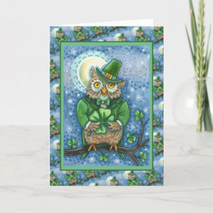 CARTES POUR FÊTES ANNUELLES ST. PATRICK'S DAY OWL, 4 HORLOGE LEPRECHAUN