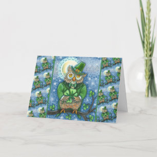 CARTES POUR FÊTES ANNUELLES ST. PATRICK'S DAY OWL, 4 HORLOGE LEPRECHAUN