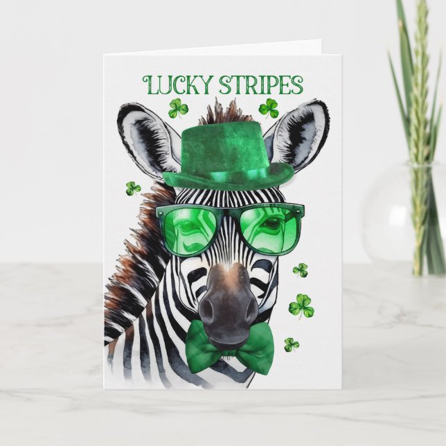 Cartes Pour Fêtes Annuelles St Patrick's Day Zebra Lucky Stripes and Bagpipes (Devant)