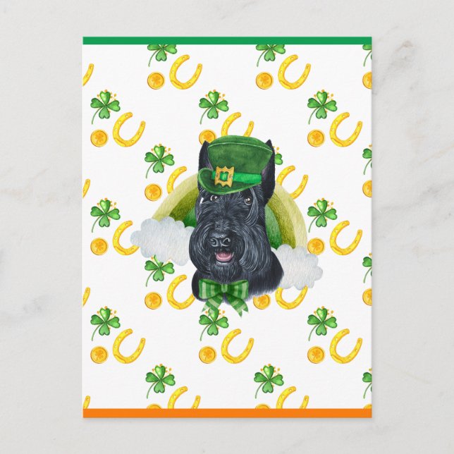 Cartes Pour Fêtes Annuelles St. Patricks, Shamrock écossais de Terrier (Devant)