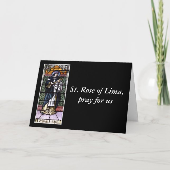 Cartes Pour Fêtes Annuelles St Rose de Lima - priez pour le vitrail (Devant)