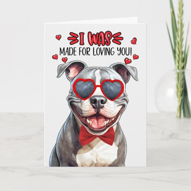 Cartes Pour Fêtes Annuelles Staffordshire Terrier Chien qui vous aime Valentin (Devant)