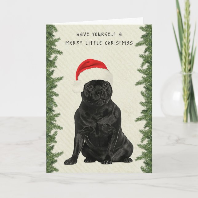 Cartes Pour Fêtes Annuelles Staffordshire Terrier Merry Little Christmas (Devant)