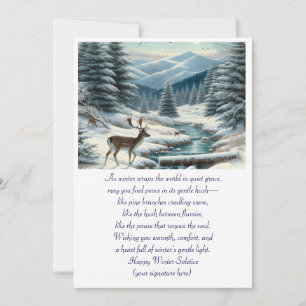 Cartes Pour Fêtes Annuelles Stag de solstice d'hiver dans la neige