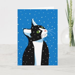 Cartes Pour Fêtes Annuelles Stages de chats de Noël à Snowflakes