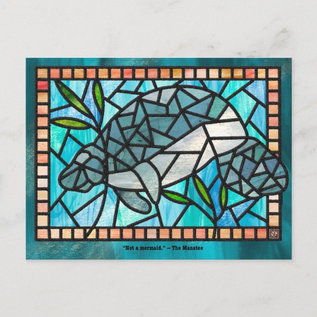 Cartes Pour Fêtes Annuelles Stained Glass Manatee Postcards (Devant)