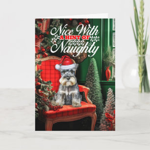 Cartes Pour Fêtes Annuelles Standard Schnauzer Noël Chien Mauvais ou Gentil
