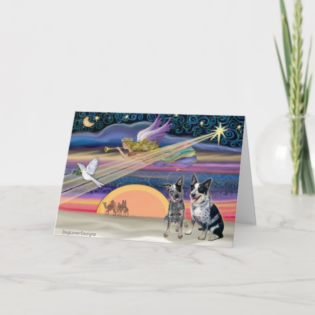 Cartes Pour Fêtes Annuelles Star de Noël - Chiens de bétail australiens (deux) (Devant)