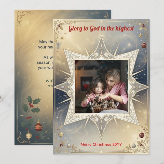 Cartes Pour Fêtes Annuelles Star of Bethlehem Christian Photo Christmas (Devant / Derrière)