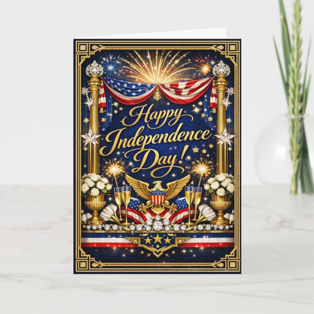 Cartes Pour Fêtes Annuelles Star Spangled Patriotic Happy Independence Day (Devant)