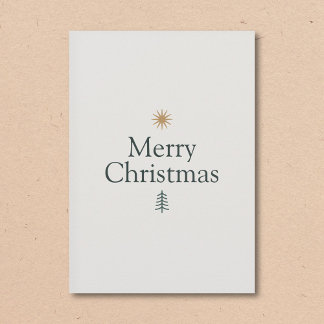 Cartes Pour Fêtes Annuelles Star & Tree Minimalist Christmas Card