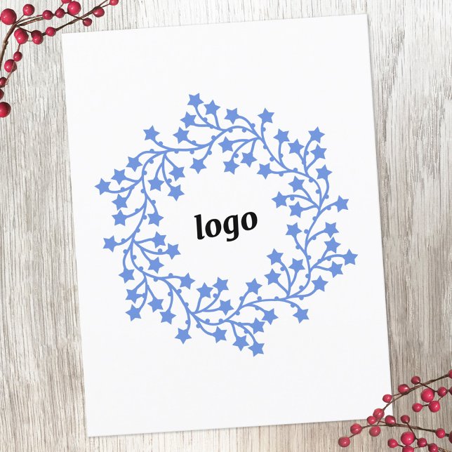 Cartes Pour Fêtes Annuelles Star Wreath Logo Business (Logo wreath business promotional holiday postcard)