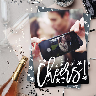Cartes Pour Fêtes Annuelles Starry Cheers Brush Script Moderne Photo du Nouvel