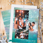 Cartes Pour Fêtes Annuelles Starry Night Joy to the World 3 Photo Green<br><div class="desc">Créez votre propre 3 photo collage carte de vacances, avec Joy to the World à la main lettrage, sur un arrière - plan de nuit étoilé. Le design se compose de traits de brosse aquarelle, dans les tons vert menthe rose et gris, avec étoiles, lumière étoilée et poussière d'or. Joy...</div>