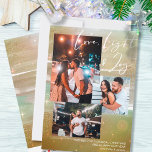 Cartes Pour Fêtes Annuelles Starry Night Love Light and Joy 3 Photo Gold<br><div class="desc">Créez votre propre 3 photo collage carte de vacances, avec Love Light & Joy lettering à la main, sur un arrière - plan de nuit étoilé. Le design se compose de traits de brosse aquarelle, dans les tons jaune or vert et sable, avec étoiles, lumière de l'étoile et poussière d'or....</div>