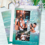 Cartes Pour Fêtes Annuelles Starry Night Love Light and Joy 3 Photo Green<br><div class="desc">Créez votre propre 3 photo collage carte de vacances, avec Love Light & Joy lettering à la main, sur un arrière - plan de nuit étoilé. Le design se compose de traits de brosse aquarelle, dans les tons vert menthe rose et gris, avec étoiles, lumière étoilée et poussière d'or. L'amour,...</div>