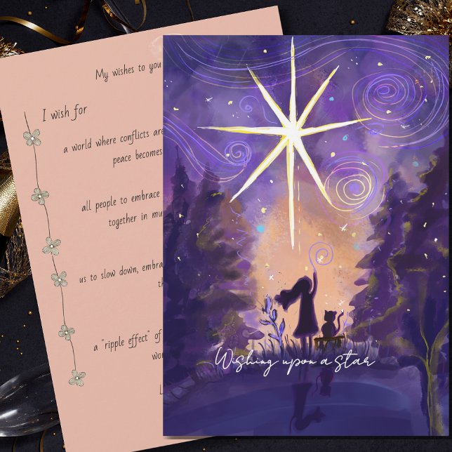 Cartes Pour Fêtes Annuelles Starry Night New Year Wishes – Wishing Upon a Star (Starry Night New Year Wishes – Wishing Upon a Star Holiday Card)