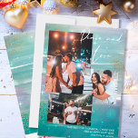 Cartes Pour Fêtes Annuelles Starry Night Peace and Love 3 Photo Collage Vert<br><div class="desc">Créez votre propre 3 photo collage carte de vacances, avec des lettres de la main Peace and Love, sur un arrière - plan de nuit étoilé. Le design se compose de traits de brosse aquarelle, dans les tons vert menthe rose et gris, avec étoiles, lumière étoilée et poussière d'or. Peace...</div>
