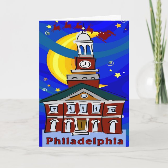 Cartes Pour Fêtes Annuelles Starry Night Philadelphia Père Noël (Devant)