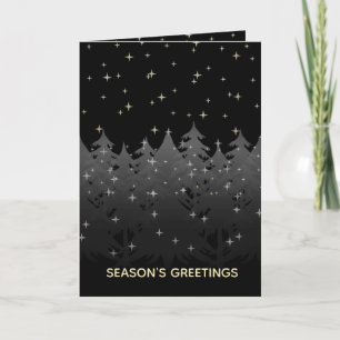 Cartes Pour Fêtes Annuelles Starry Night Sky Christmas Eve Trees Silver Gold