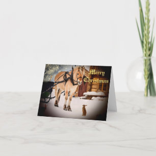Cartes Pour Fêtes Annuelles Starry Noël nuit à la ferme avec cheval