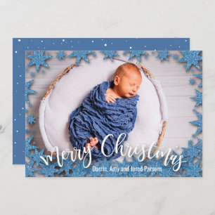 Cartes Pour Fêtes Annuelles Stars Joyeux Noël Photo Annonces de naissance