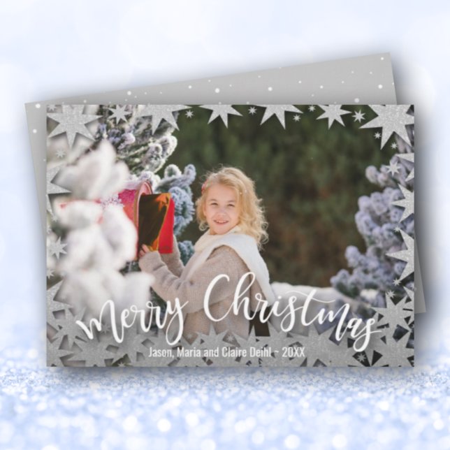 Cartes Pour Fêtes Annuelles Stars Joyeux script de Noël Photo (Créateur téléchargé)