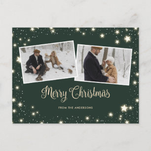 Cartes Pour Fêtes Annuelles Stars Neige Green Photo Joyeux Noël