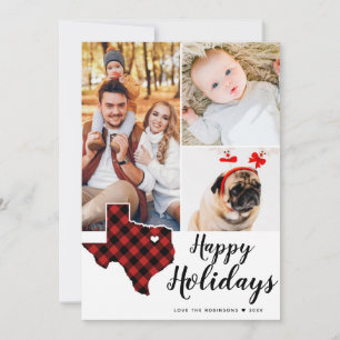 Cartes Pour Fêtes Annuelles State Holiday Tartan Collage Photo Texas