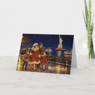 Cartes Pour Fêtes Annuelles Statue de la Liberté à Wagner Park New York Noël 1