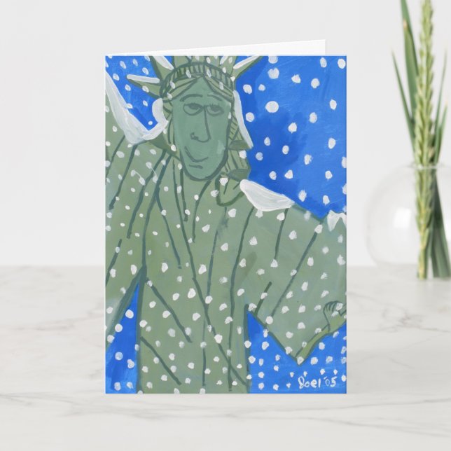 Cartes Pour Fêtes Annuelles Statue de la liberté dans la neige par Joel (Devant)