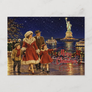 Cartes Pour Fêtes Annuelles Statue de la Liberté de Noël américain des années