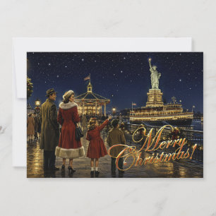 Cartes Pour Fêtes Annuelles Statue de la Liberté de Noël américaine des années