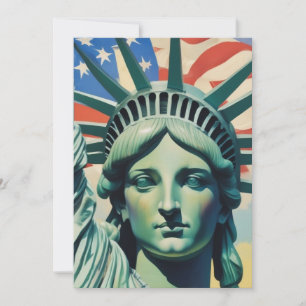 Cartes Pour Fêtes Annuelles Statue de la Liberté et Drapeau américain New York