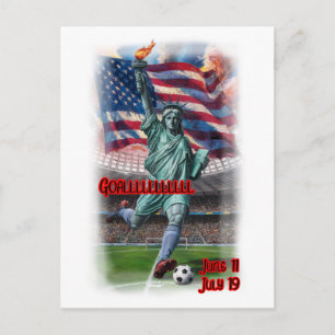 Cartes Pour Fêtes Annuelles Statue de la Liberté jouant au Football sur un