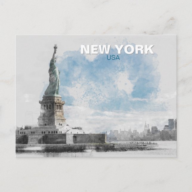 Cartes Pour Fêtes Annuelles Statue de la Liberté USA Holiday - Manhattan NYC (Devant)