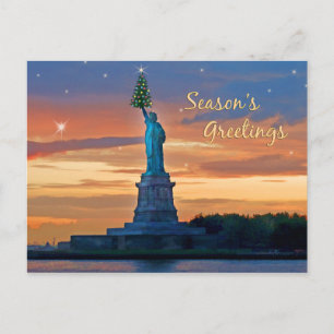 Cartes Pour Fêtes Annuelles Statue de Liberty with Christmas Tree