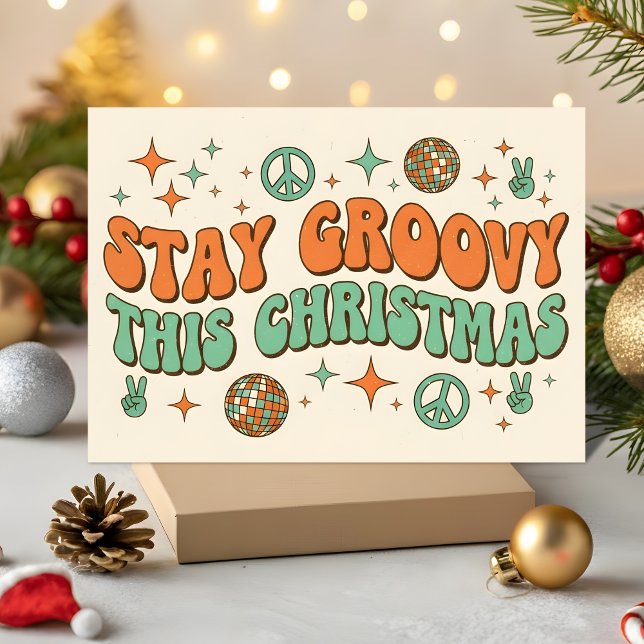 Cartes Pour Fêtes Annuelles Stay Groovy This Christmas (Créateur téléchargé)