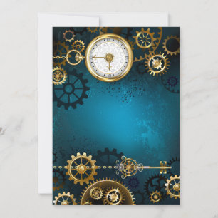 Cartes Pour Fêtes Annuelles Steampunk Arrière - plan turquoise avec Gears